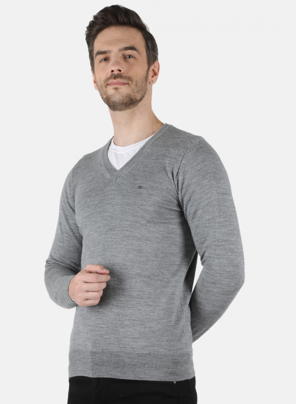 Men Grey Solid Pullover