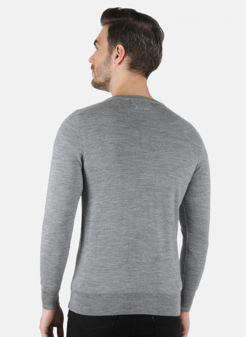 Men Grey Solid Pullover