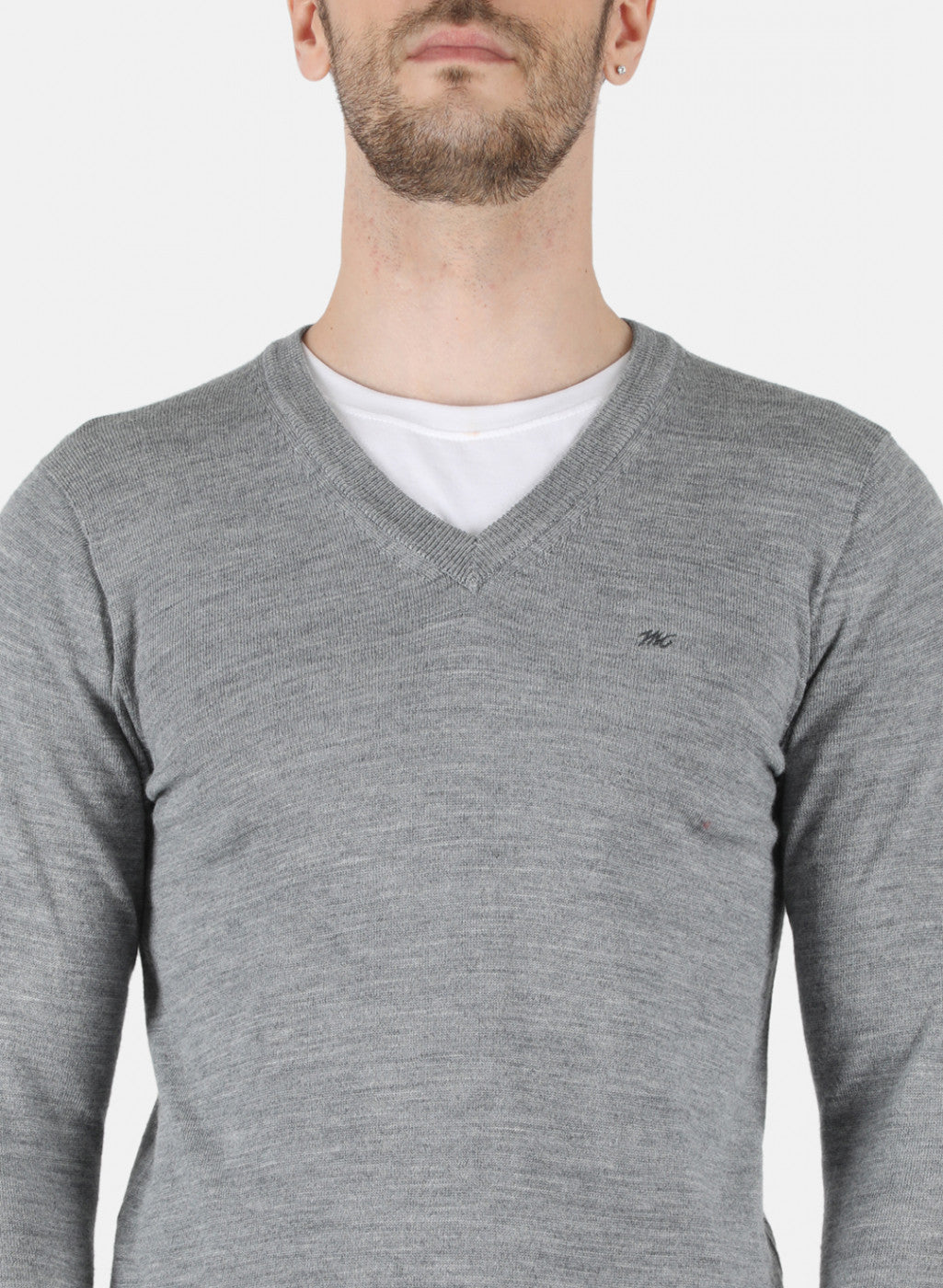 Men Grey Solid Pullover