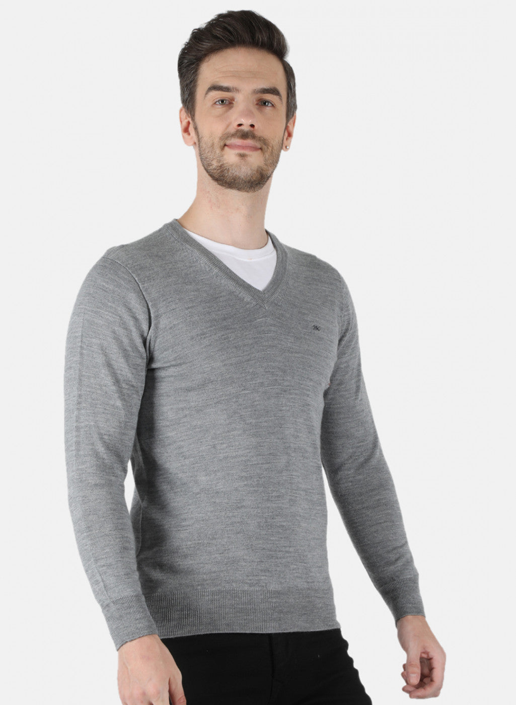 Men Grey Solid Pullover