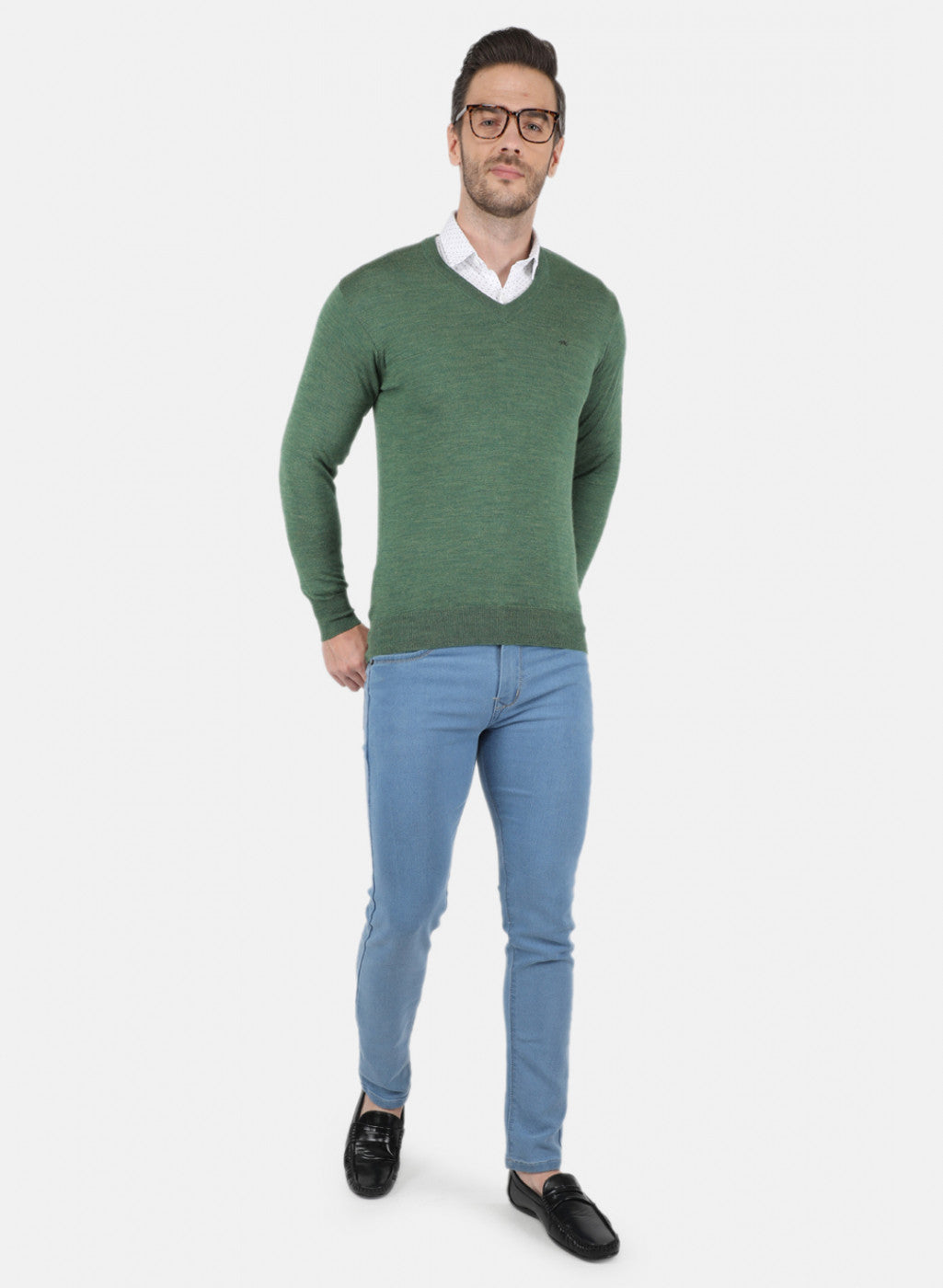 Men Green Solid Pullover