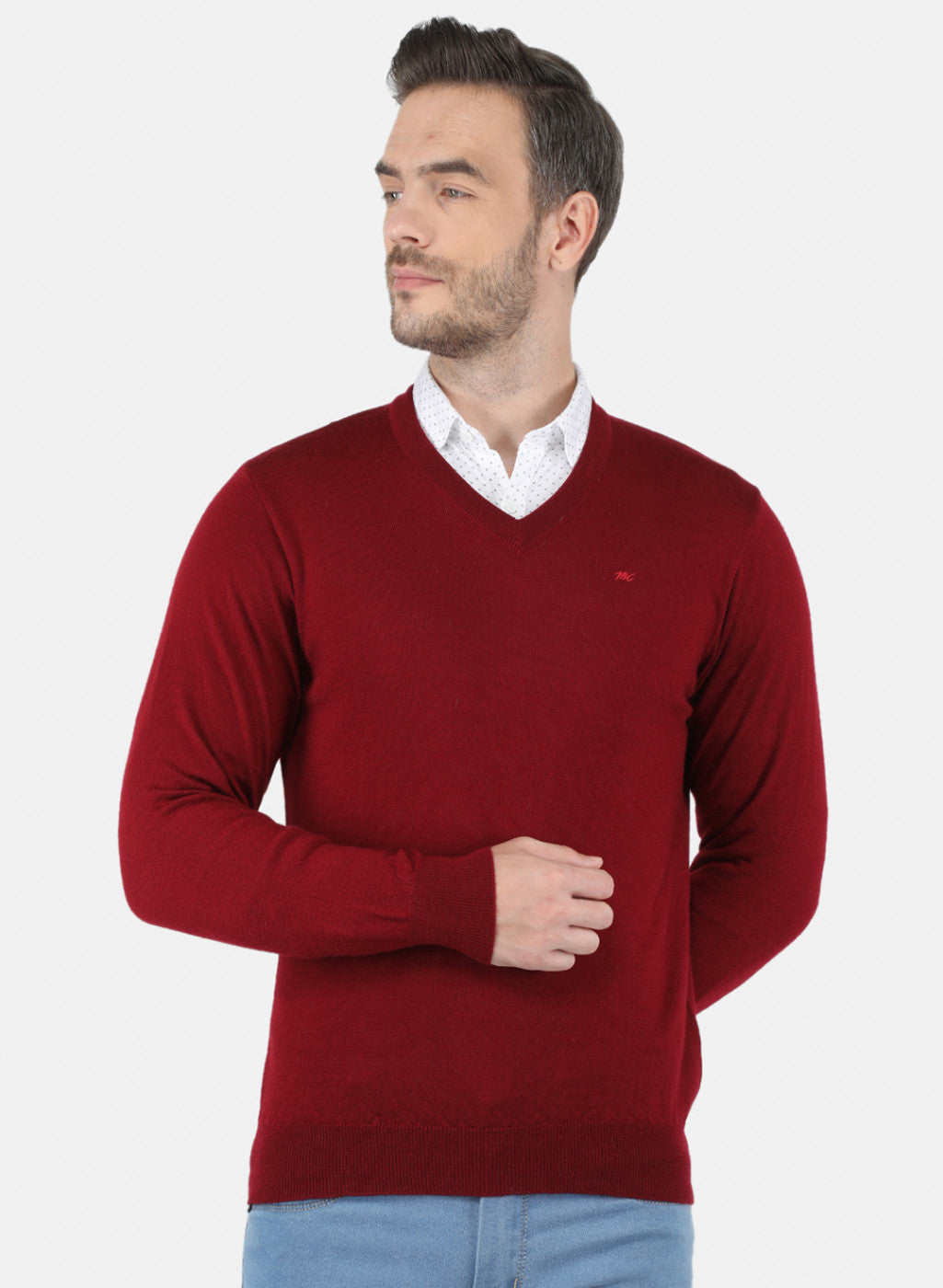 Men Maroon Solid Pullover