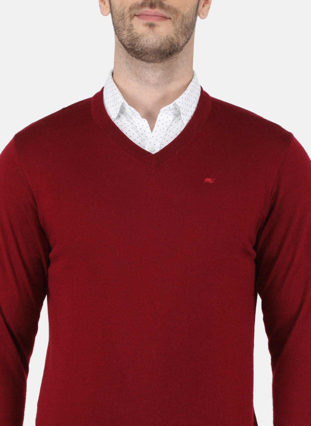 Men Maroon Solid Pullover