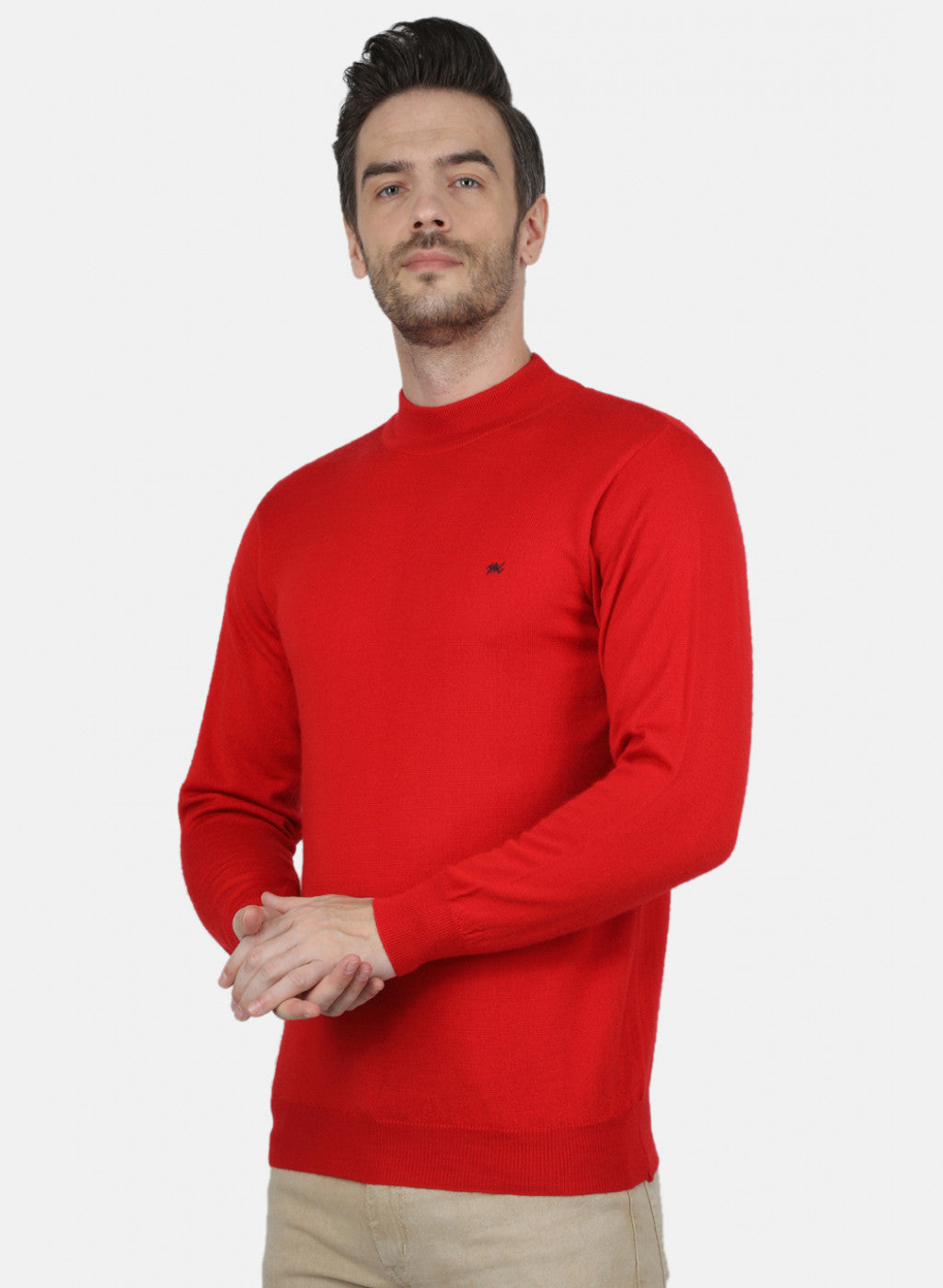 Men Red Solid Pullover