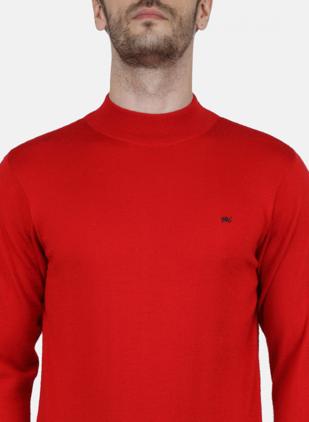 Men Red Solid Pullover