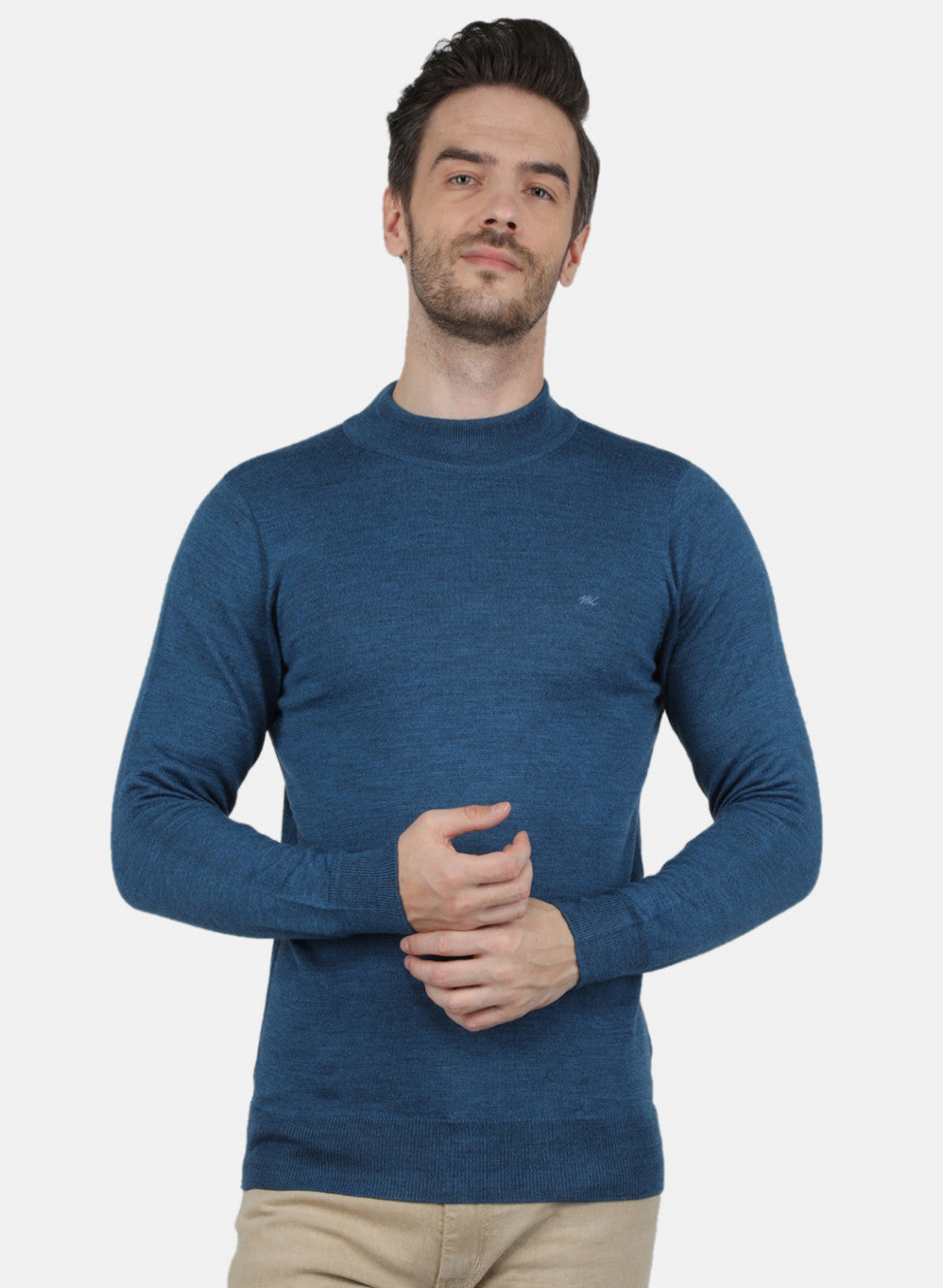 Men Blue Solid Pullover