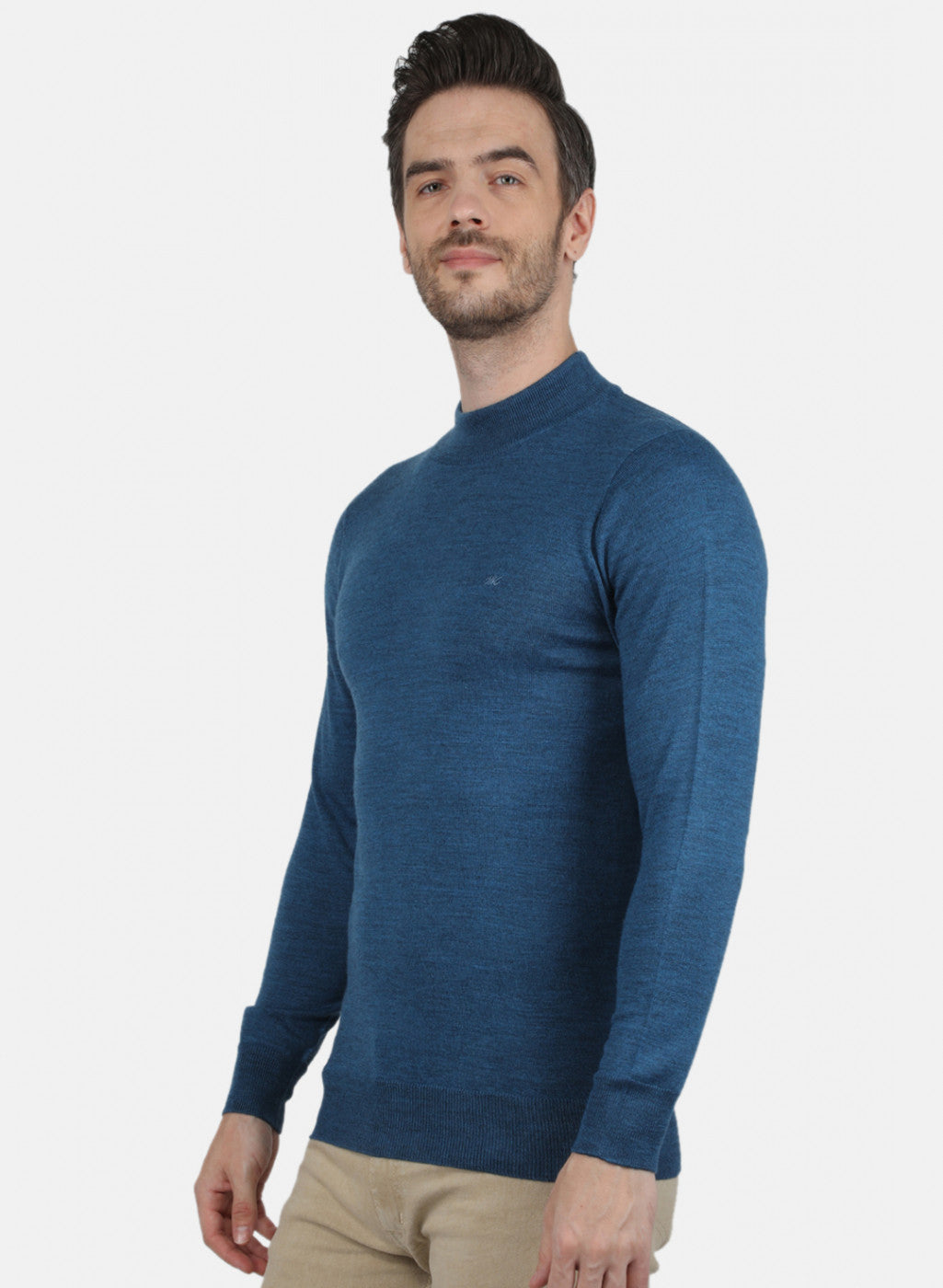 Men Blue Solid Pullover