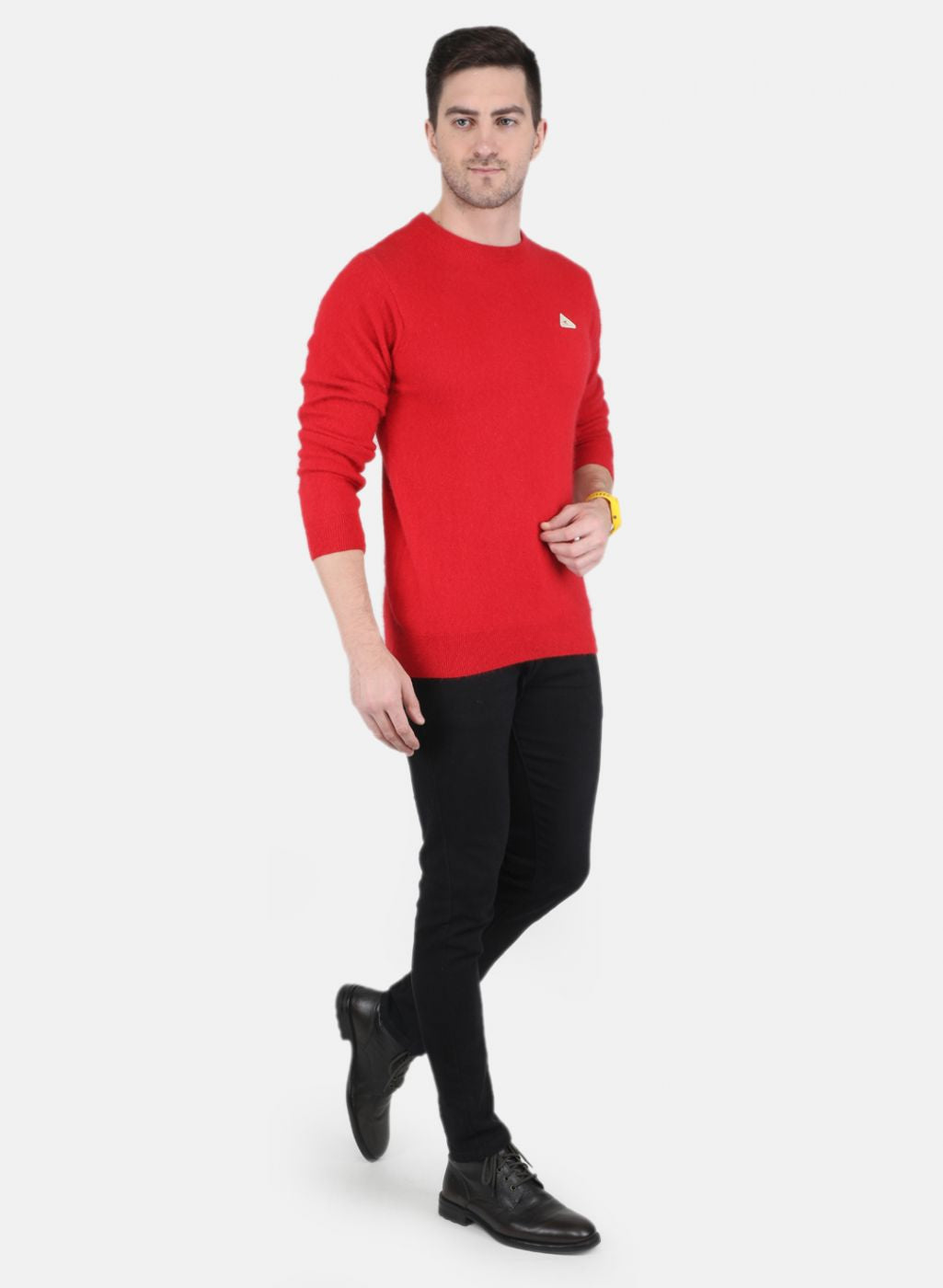 Men Red Solid Pullover