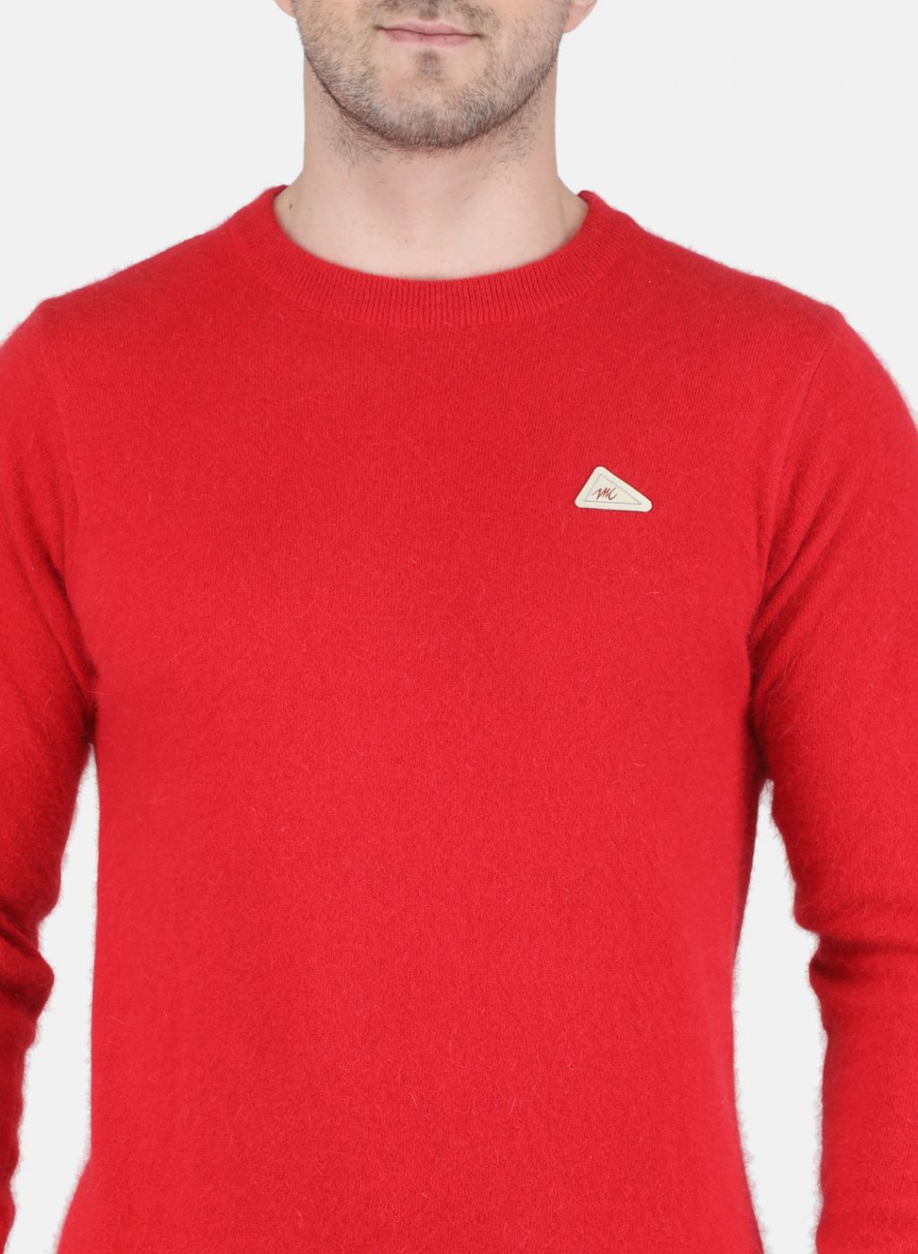 Men Red Solid Pullover