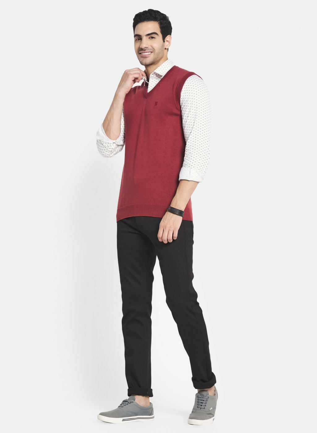 Men Grey Solid Pullover