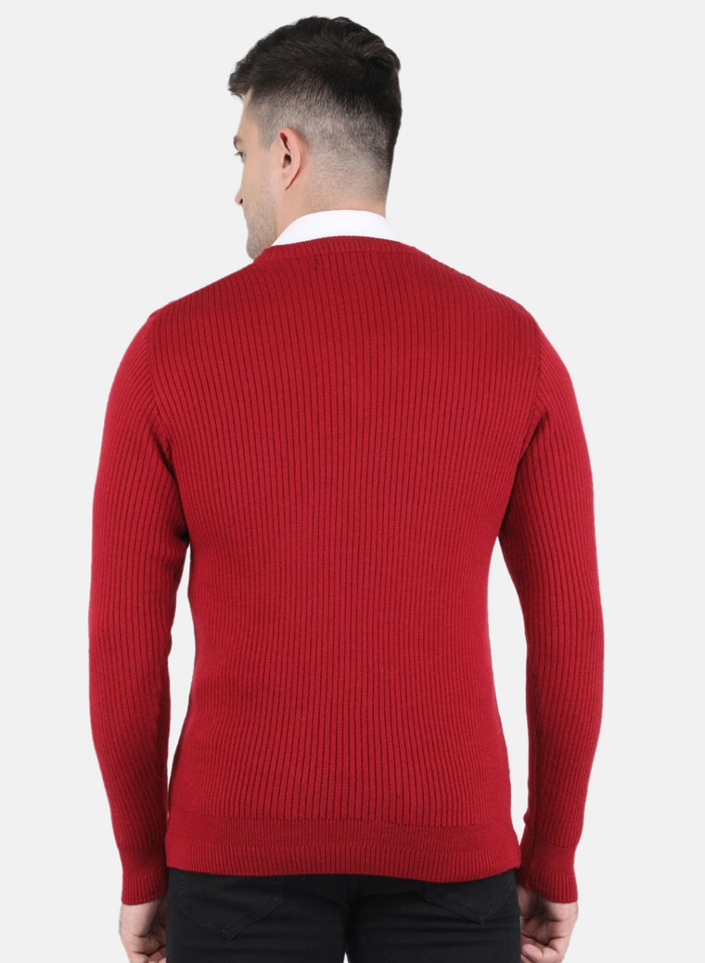Men Maroon Solid Pullover