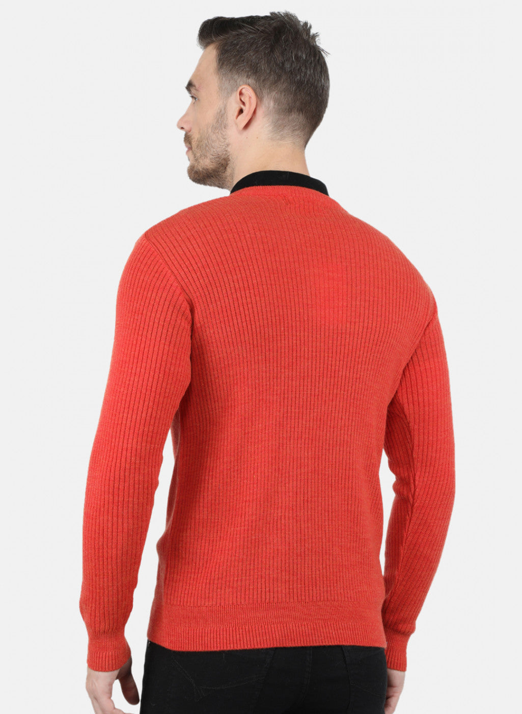 Men Orange Solid Pullover