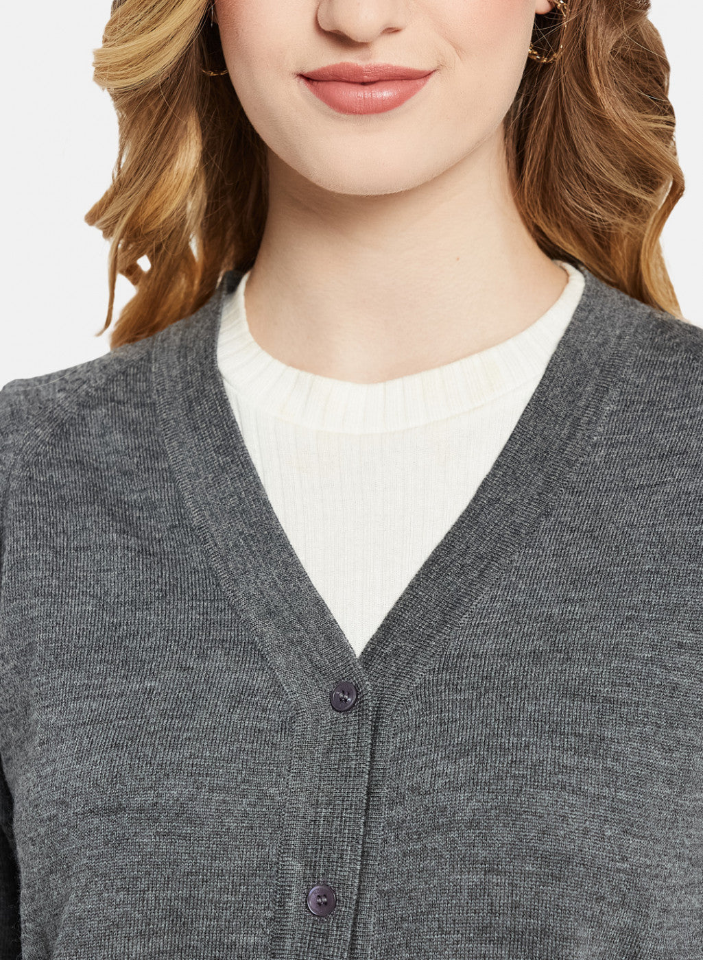 Women Grey Solid Cardigan