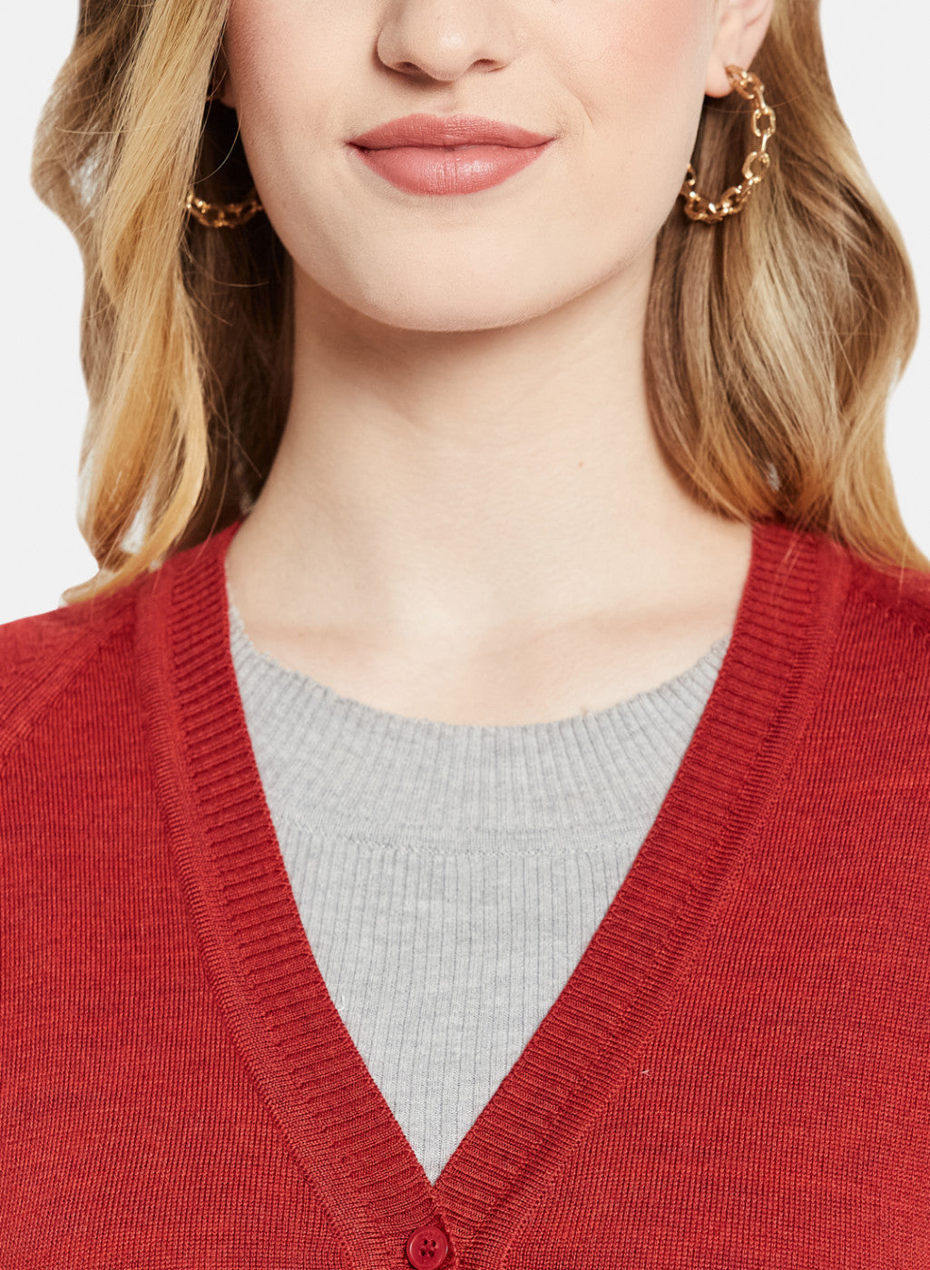 Women Red Solid Cardigan