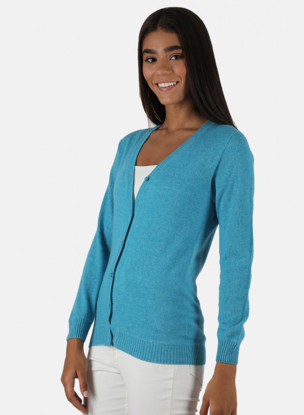 Women Blue Solid Cardigan