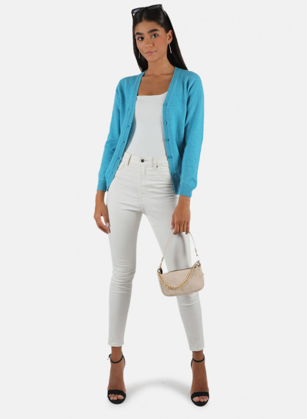 Women Blue Solid Cardigan