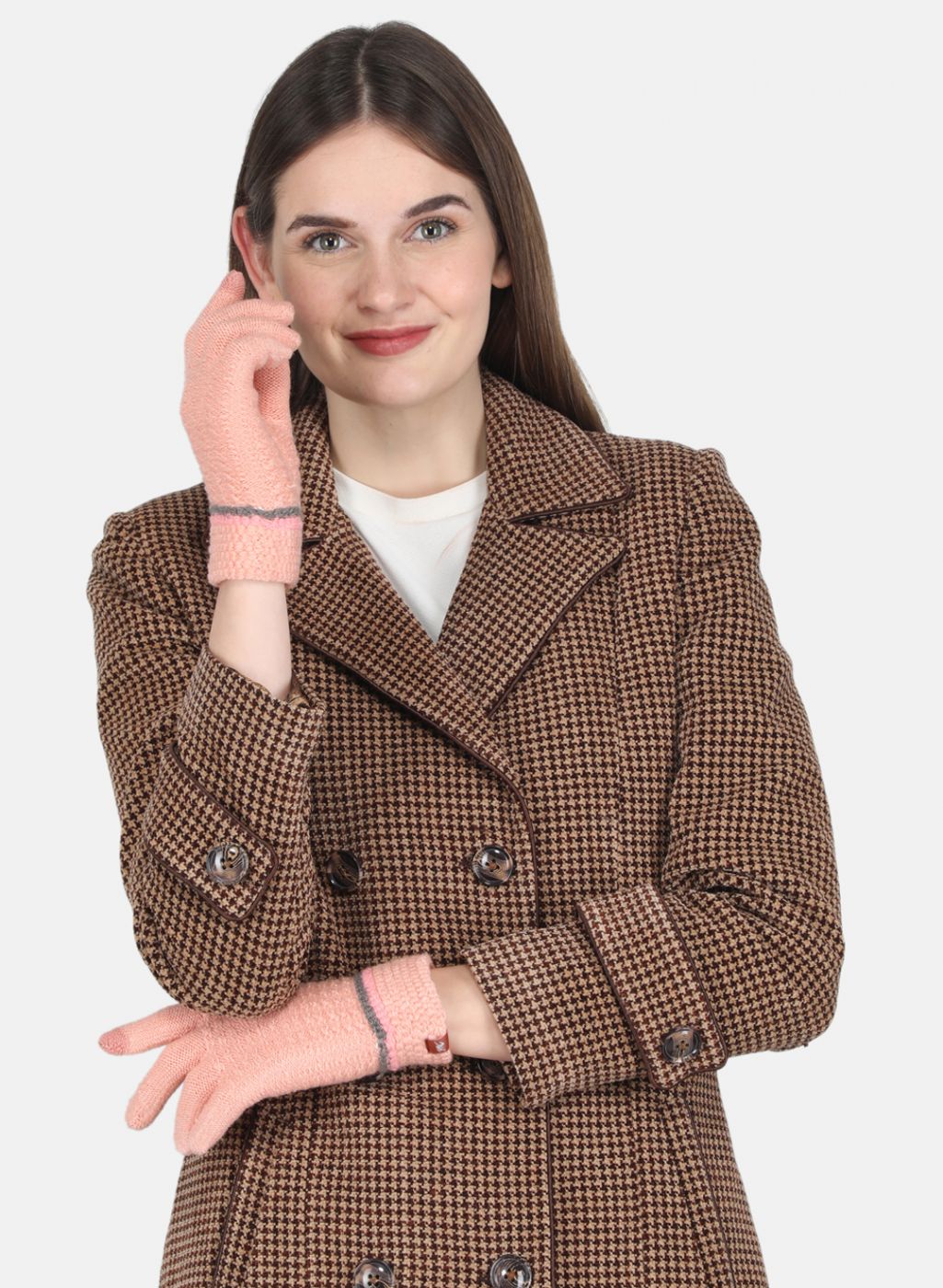 Women Pink Self design Gloves