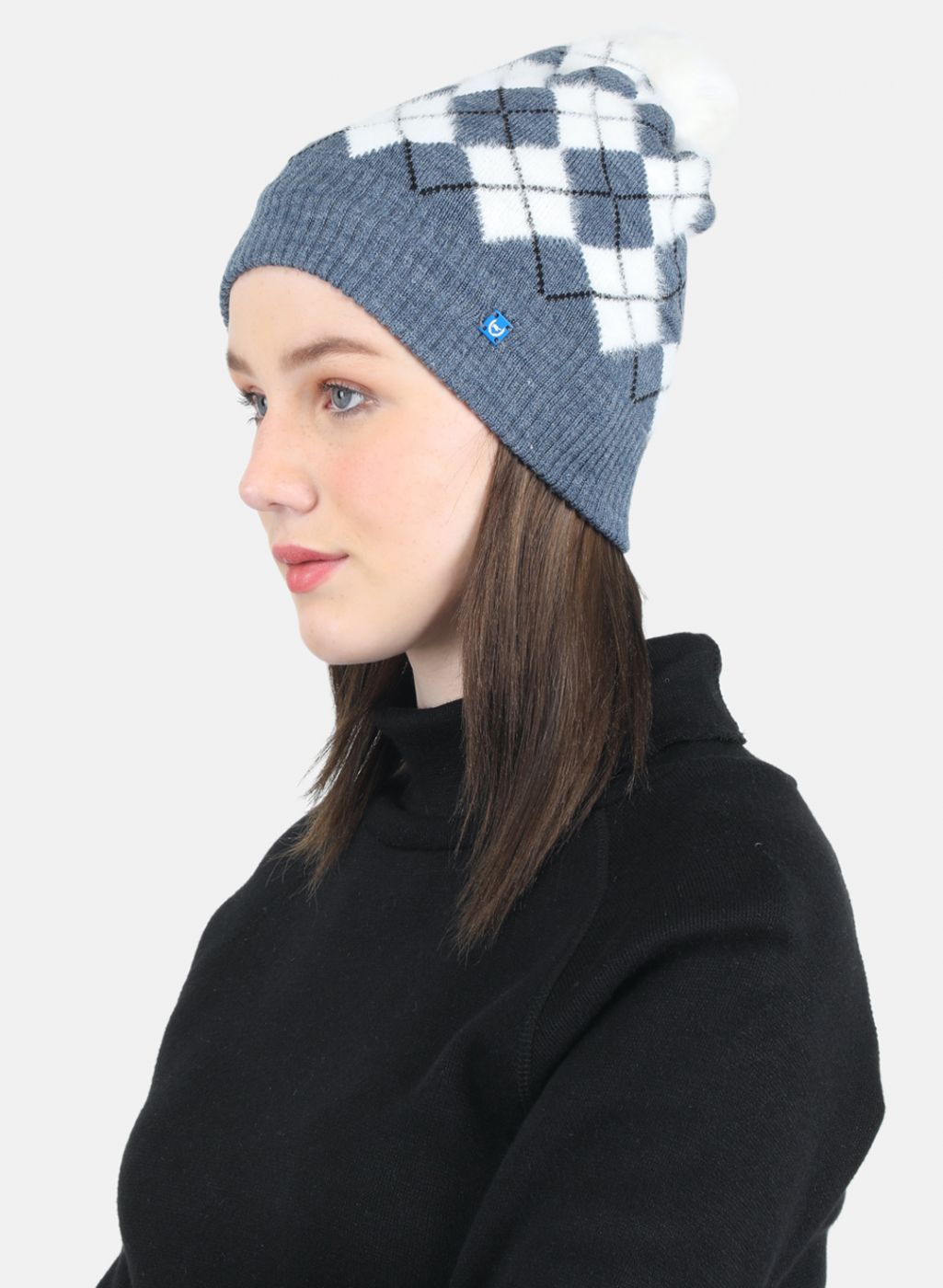 Women Blue Self Design Cap