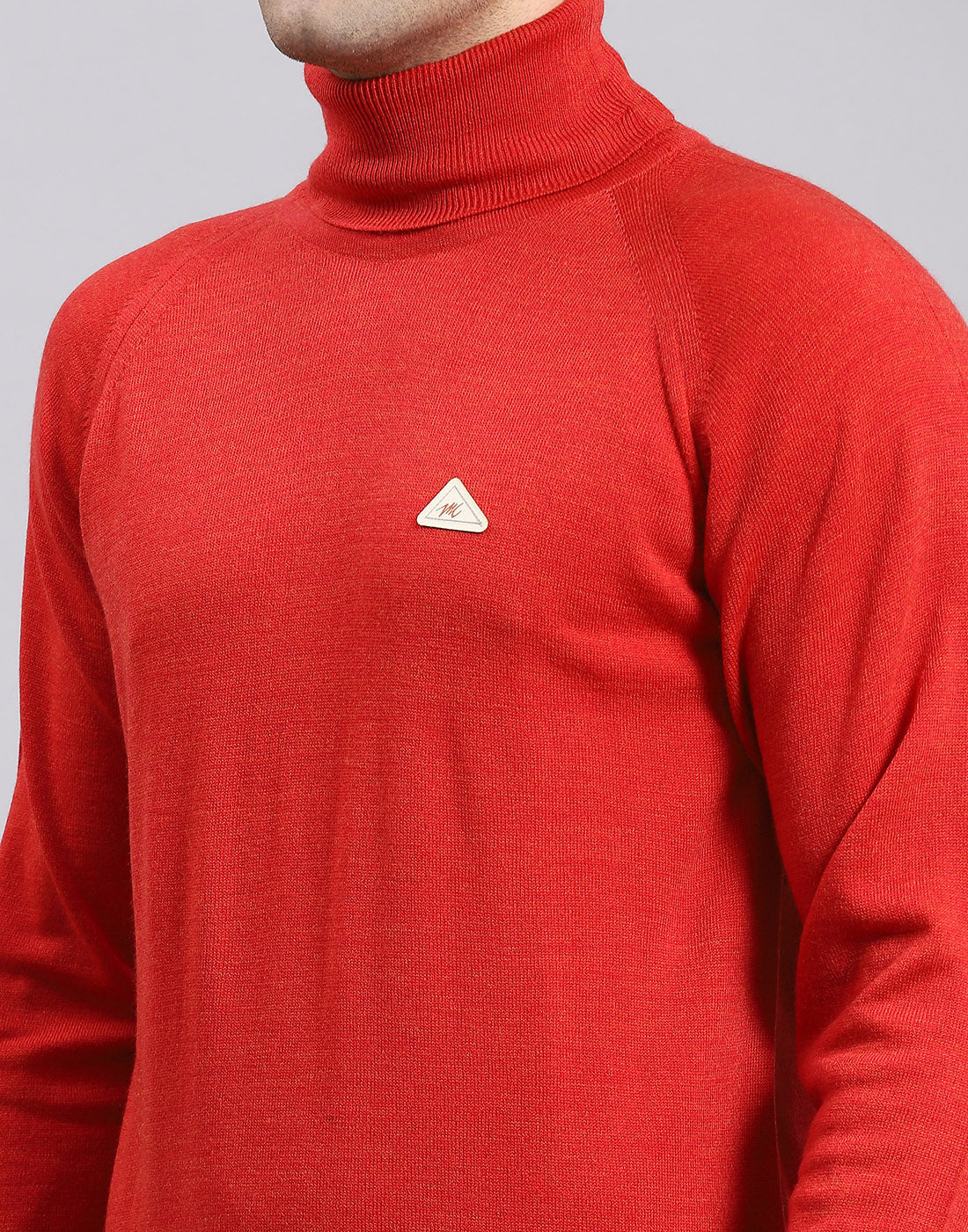 Men Red Solid H Neck Full Sleeve Sweater