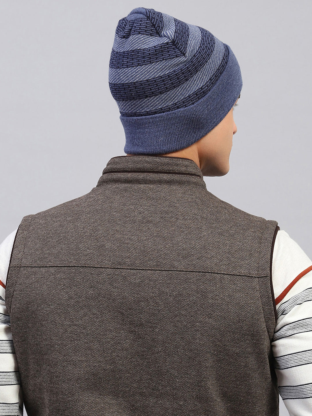 Men Blue Self Design Cap