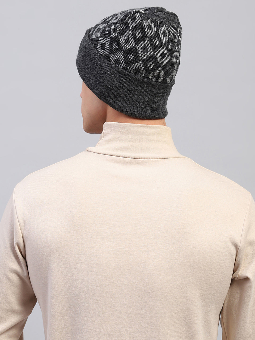 Men Grey Self Design Cap