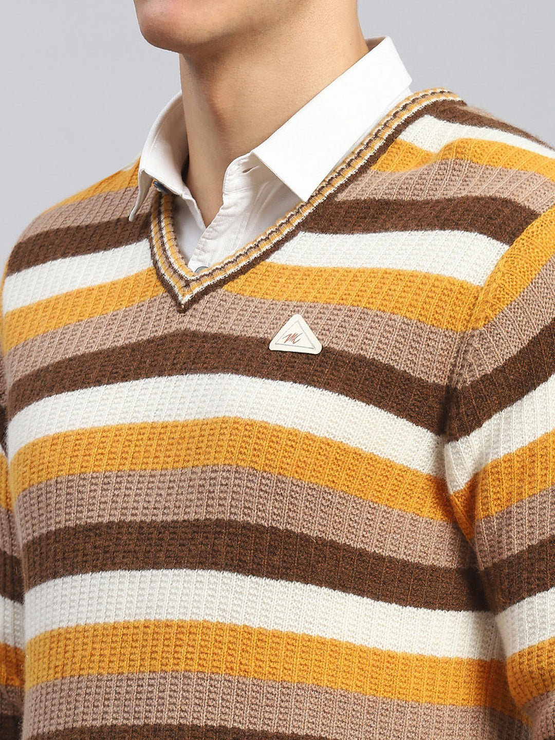 Men Multicolor Self Design Lamb wool Pullover