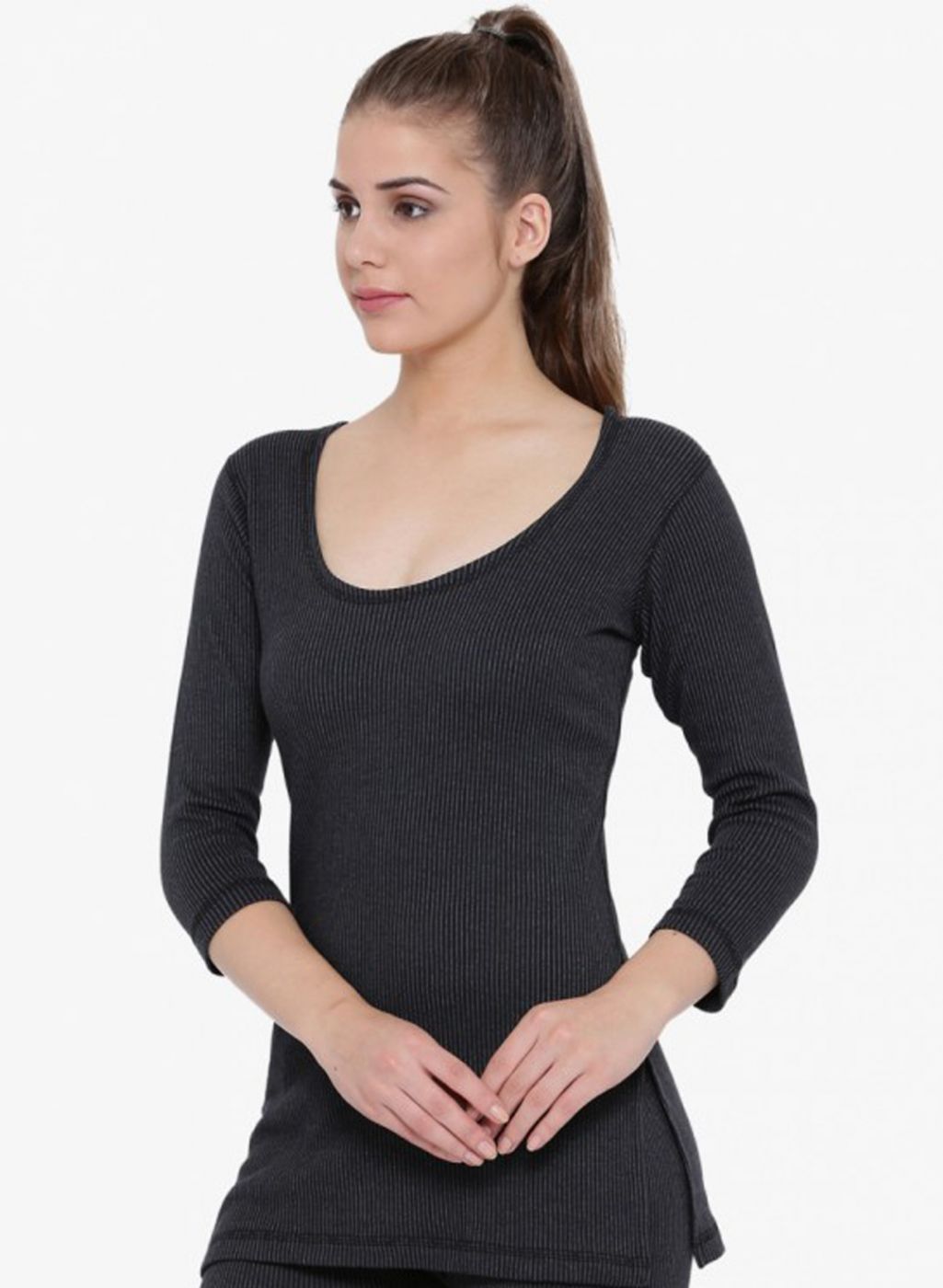 Women Black Solid Thermal Vest