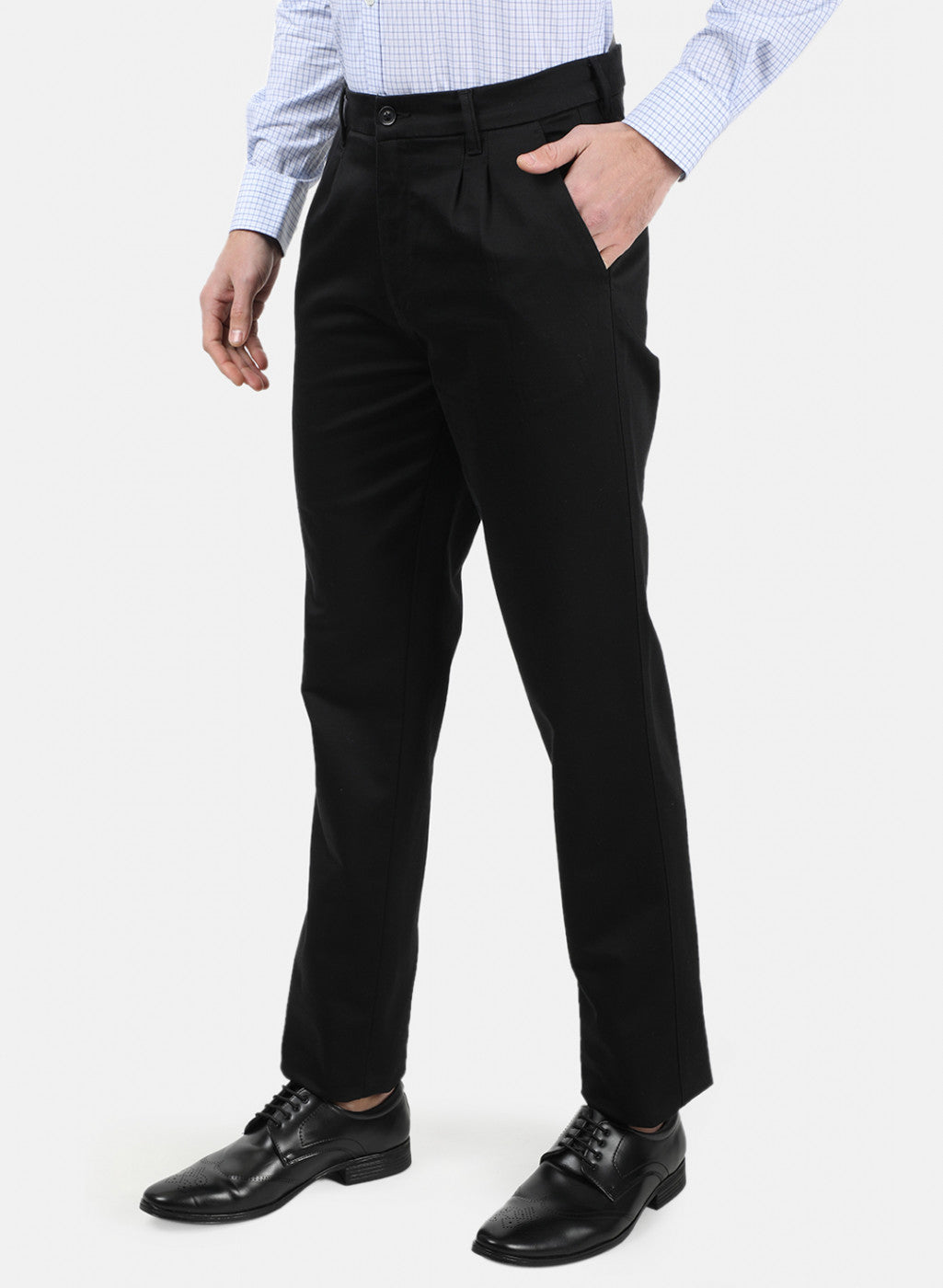 Men Black Plain Trousers