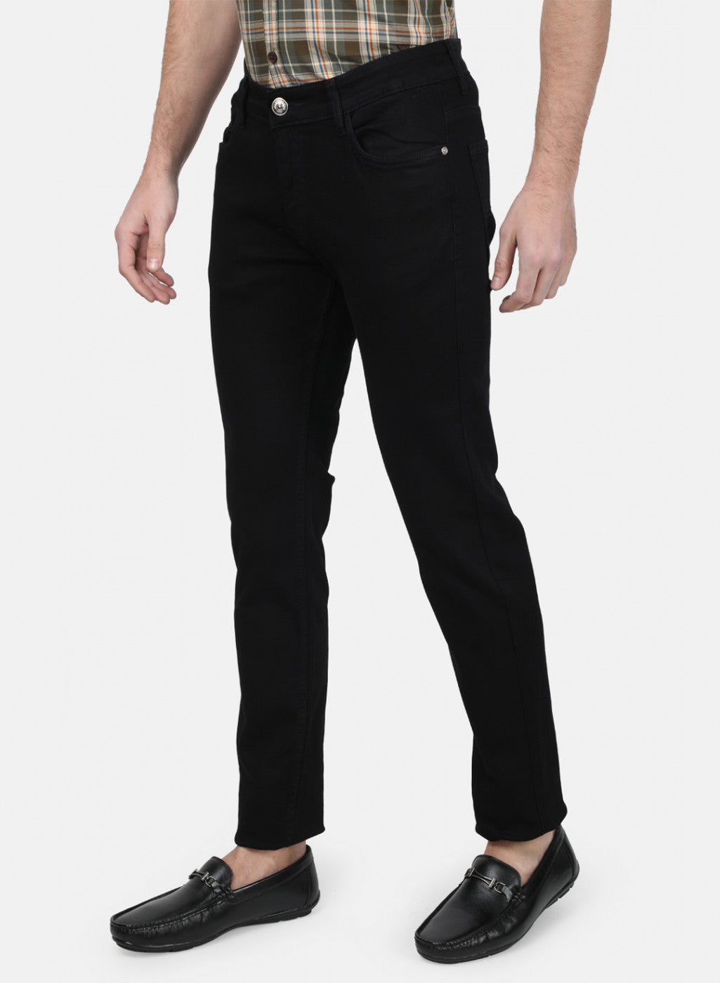 Mens Black Plain Denims