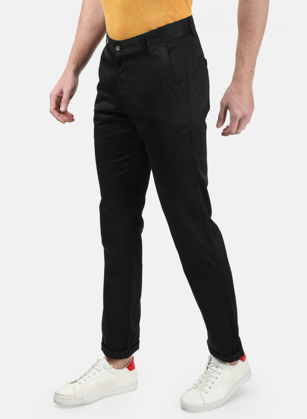 Men Black Plain Trousers