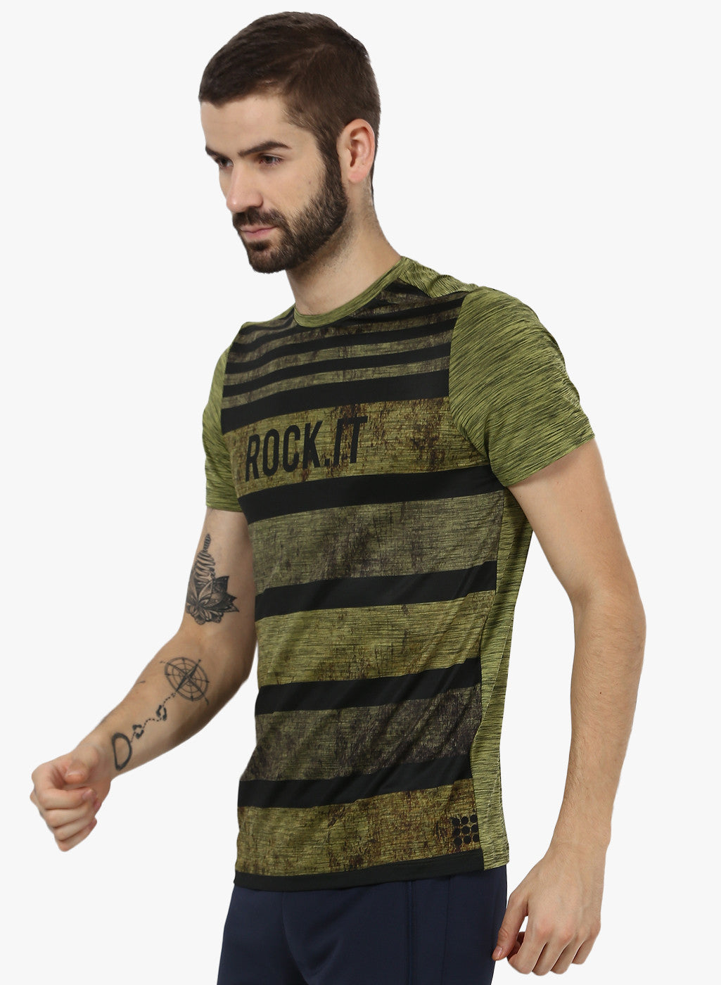 Rock.it Olive Round Neck Smart Fit T-Shirt