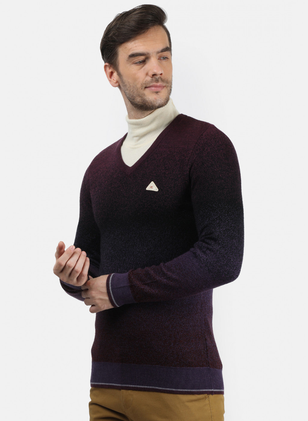 Men Purple Solid Pullover