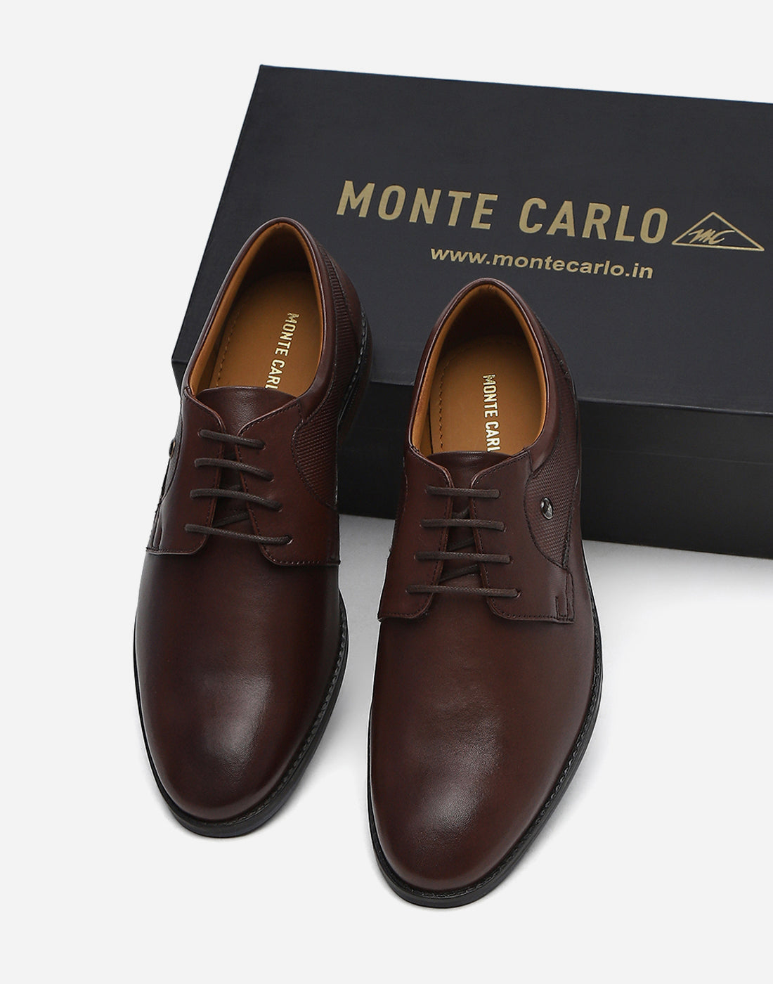 Men Brown Lace Up Genuine Leather Formal Derby