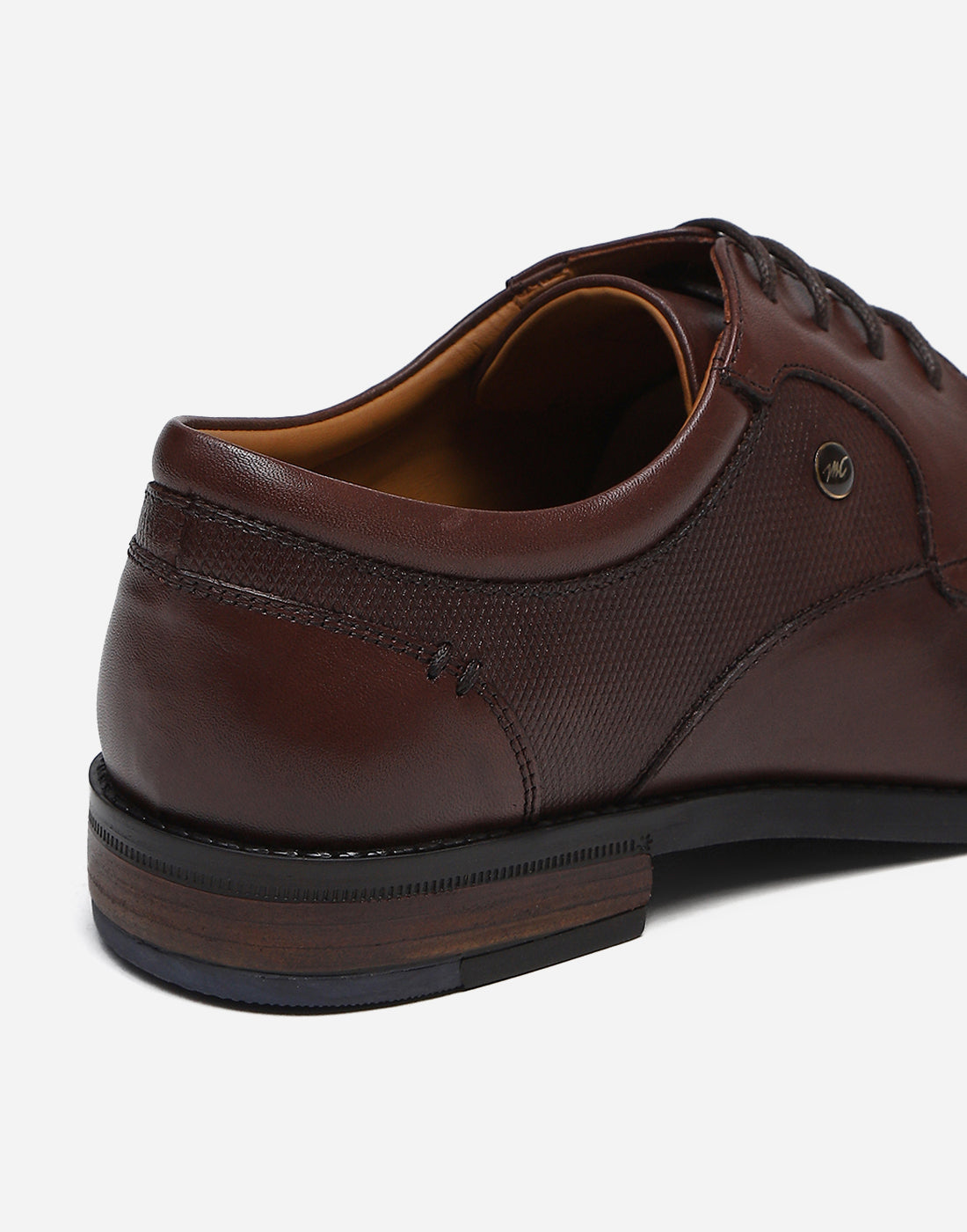 Men Brown Lace Up Genuine Leather Formal Derby