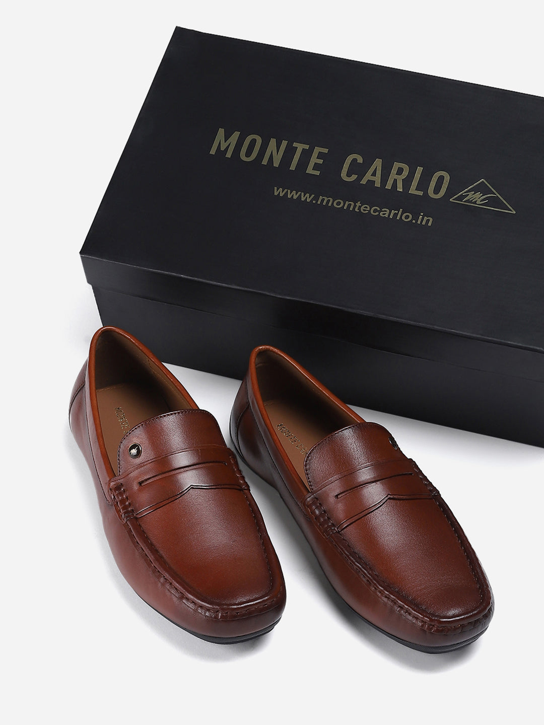 Men Tan Slip on Genuine Leather Loafers