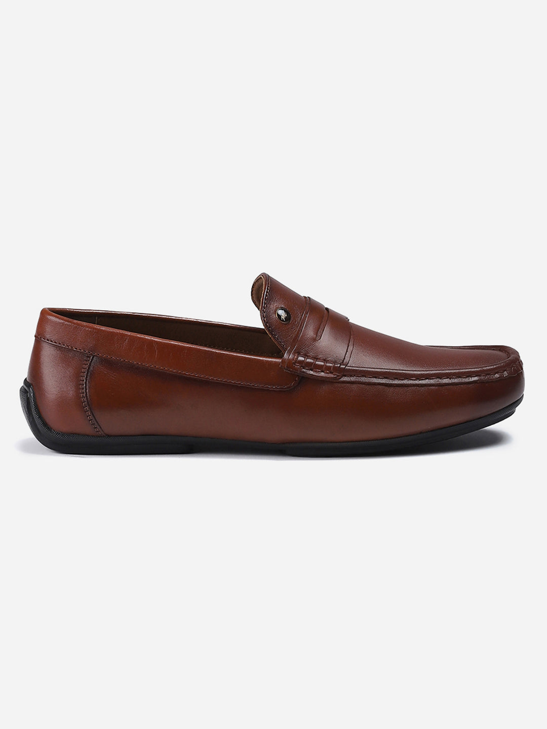 Men Tan Slip on Genuine Leather Loafers