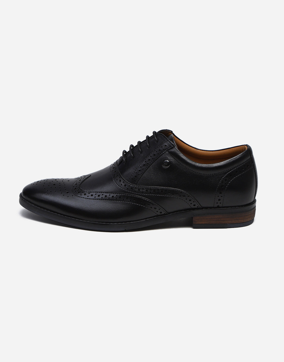 Men Black Lace Up Genuine Leather Formal Brogues