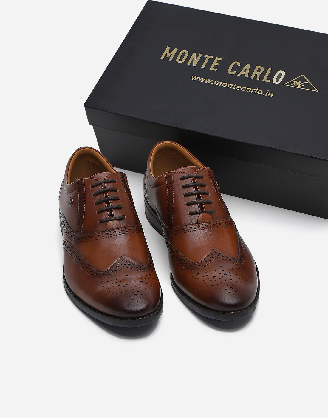 Men Tan Lace Up Genuine Leather Formal Brogues