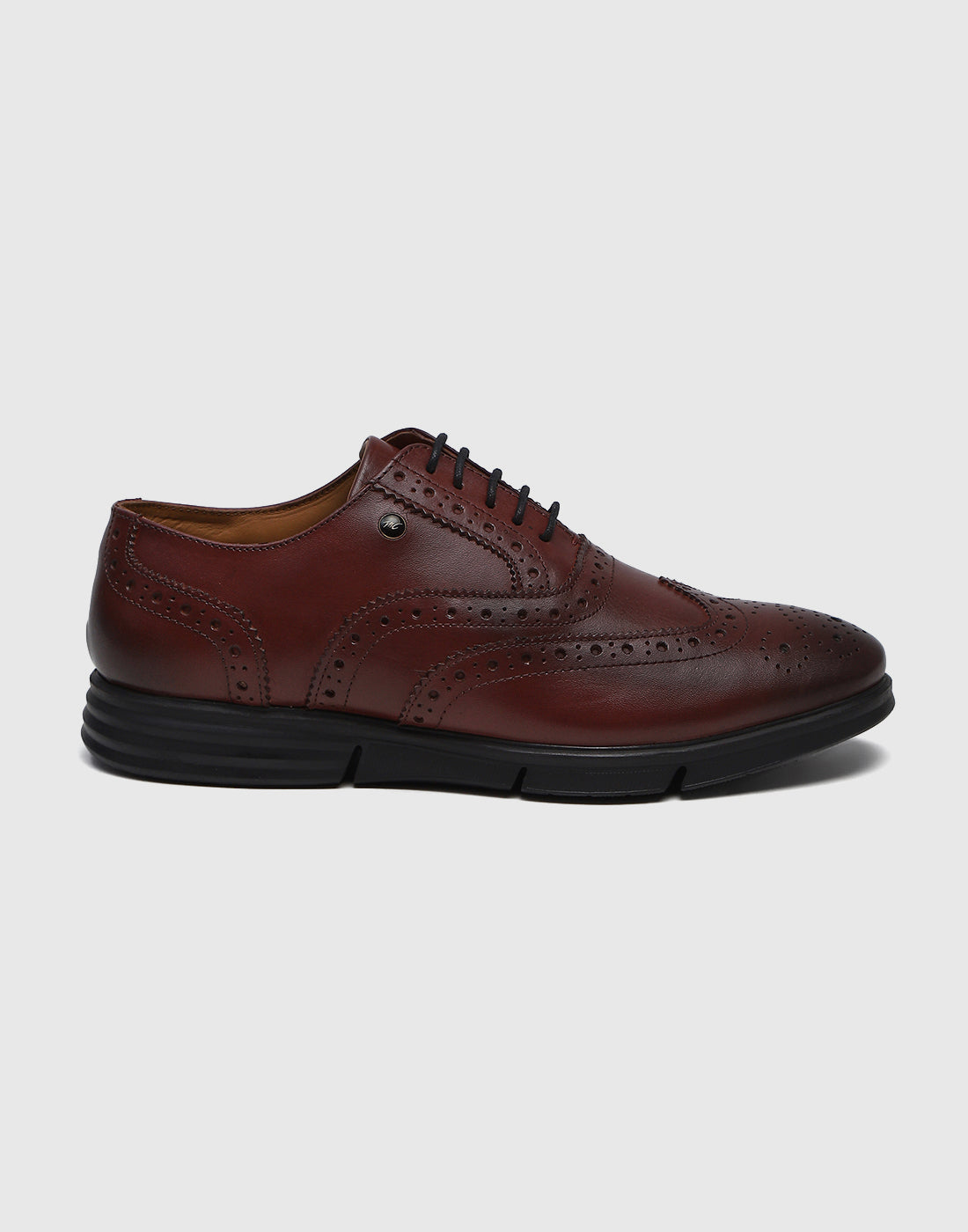 Men Burgundy Lace Up Genuine Leather Formal Brogues