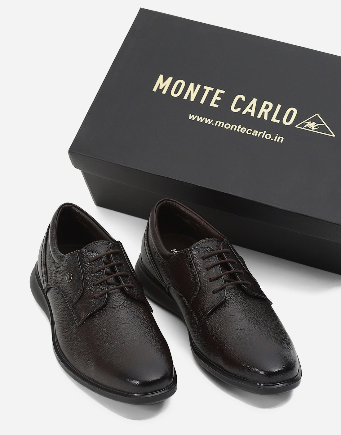 Men Brown Lace Up Genuine Leather Formal Derby