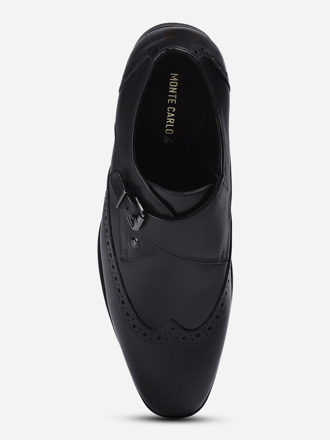 Men Black Buckle Genuine Leather Formal Monks