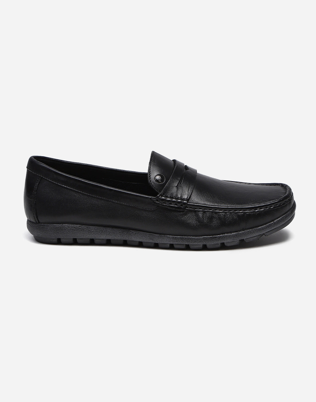 Men Black Slip on Genuine Leather Penny Loafers
