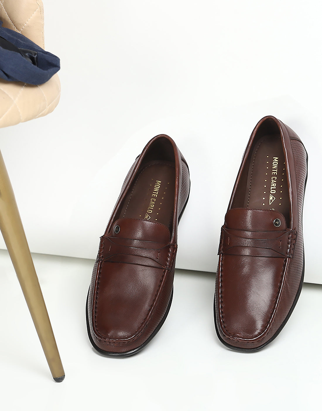 Men Brown Slip on Genuine Leather Loafers
