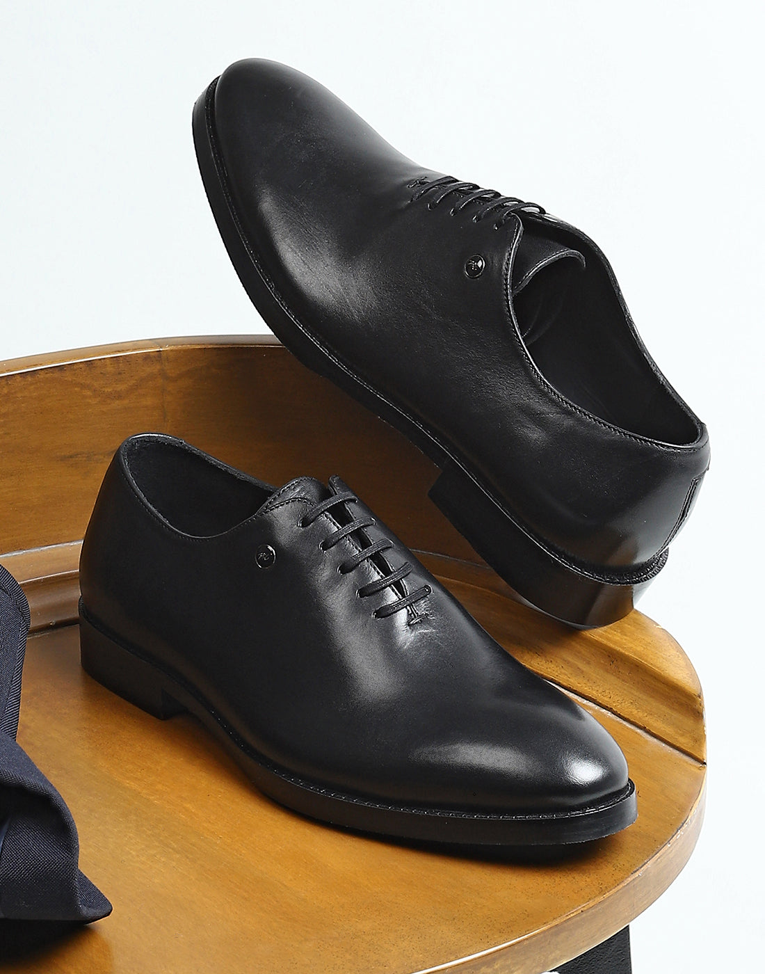 Men Black Lace Up Genuine Leather Formal Oxfords