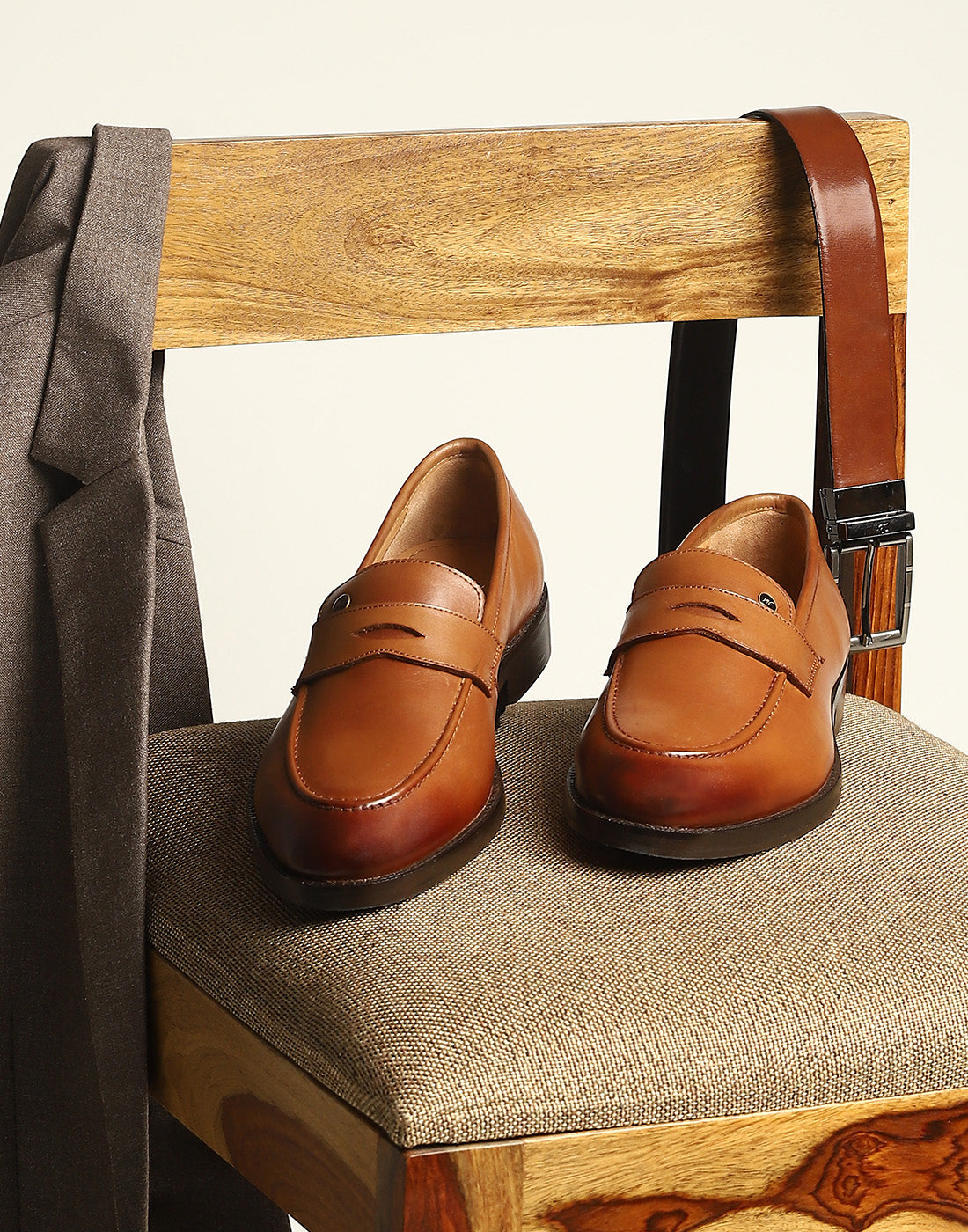 Men Tan Slip on Genuine Leather Loafers