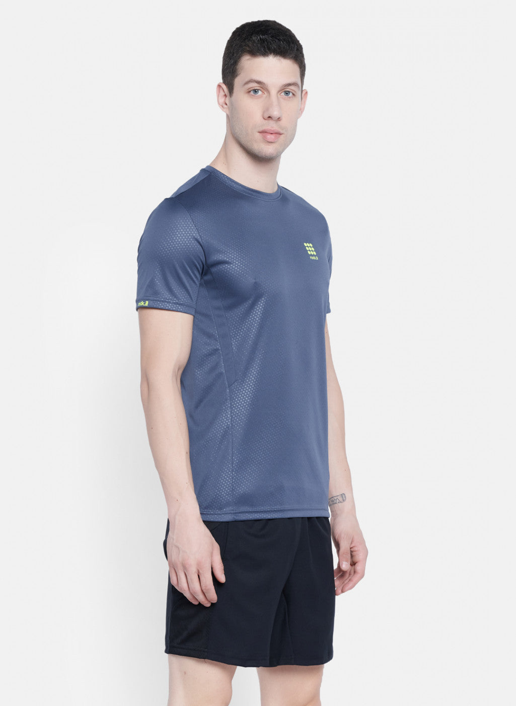 Rock.it Men Grey Self Design T-Shirt