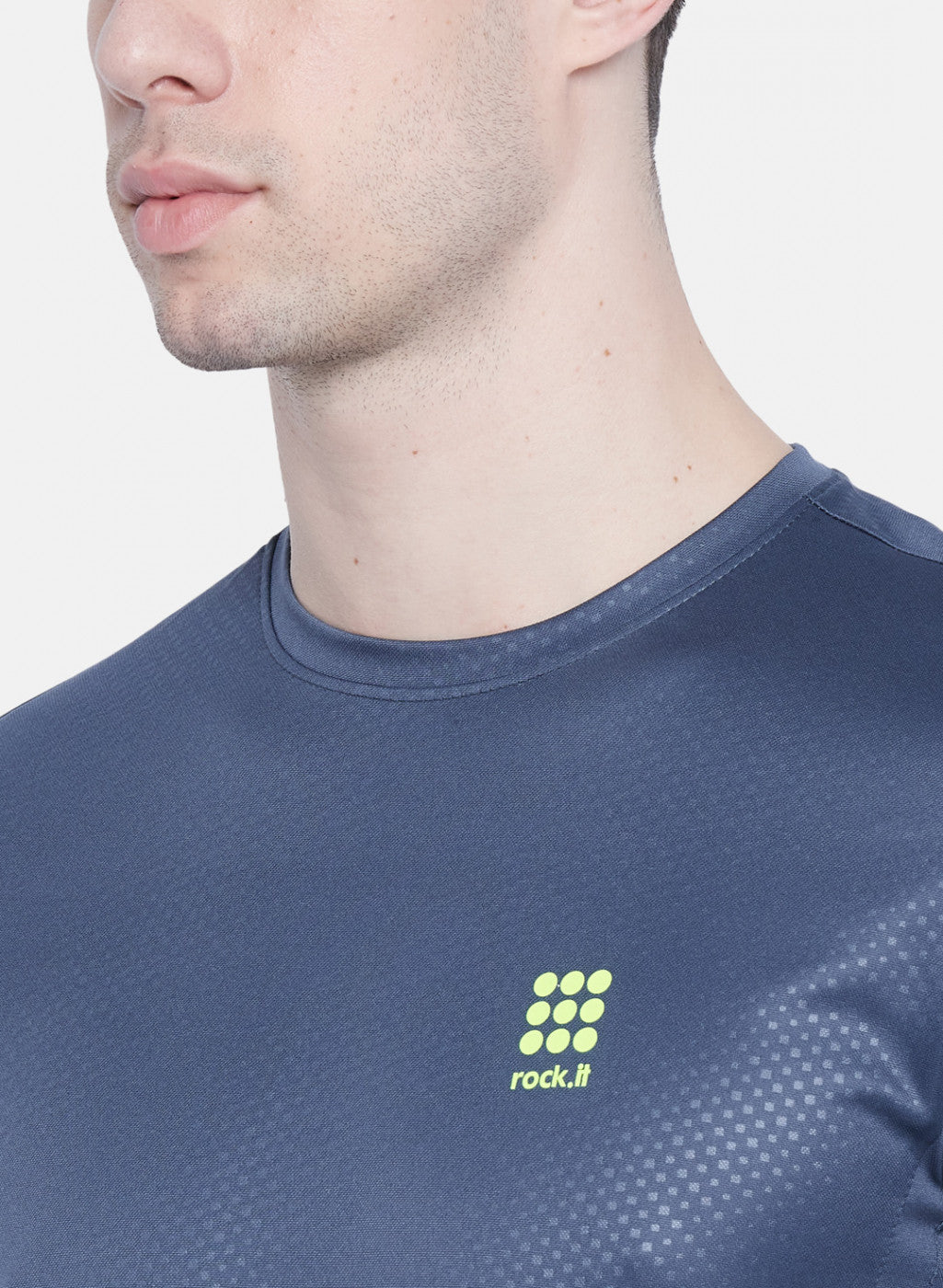 Rock.it Men Grey Self Design T-Shirt