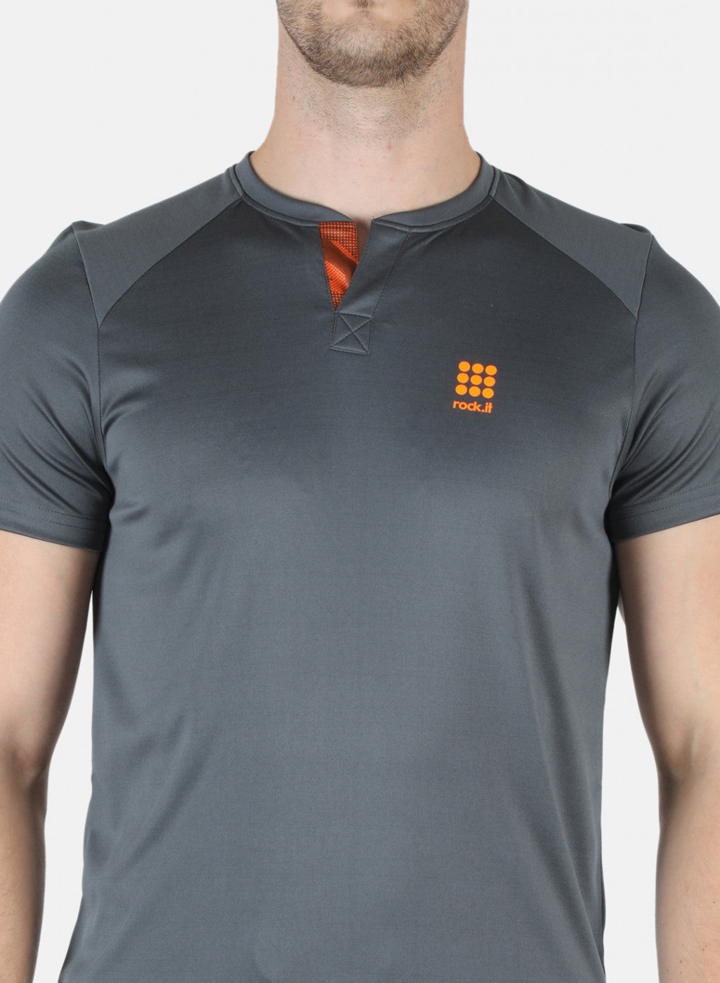 Rock.it Men Grey Plain T-Shirt