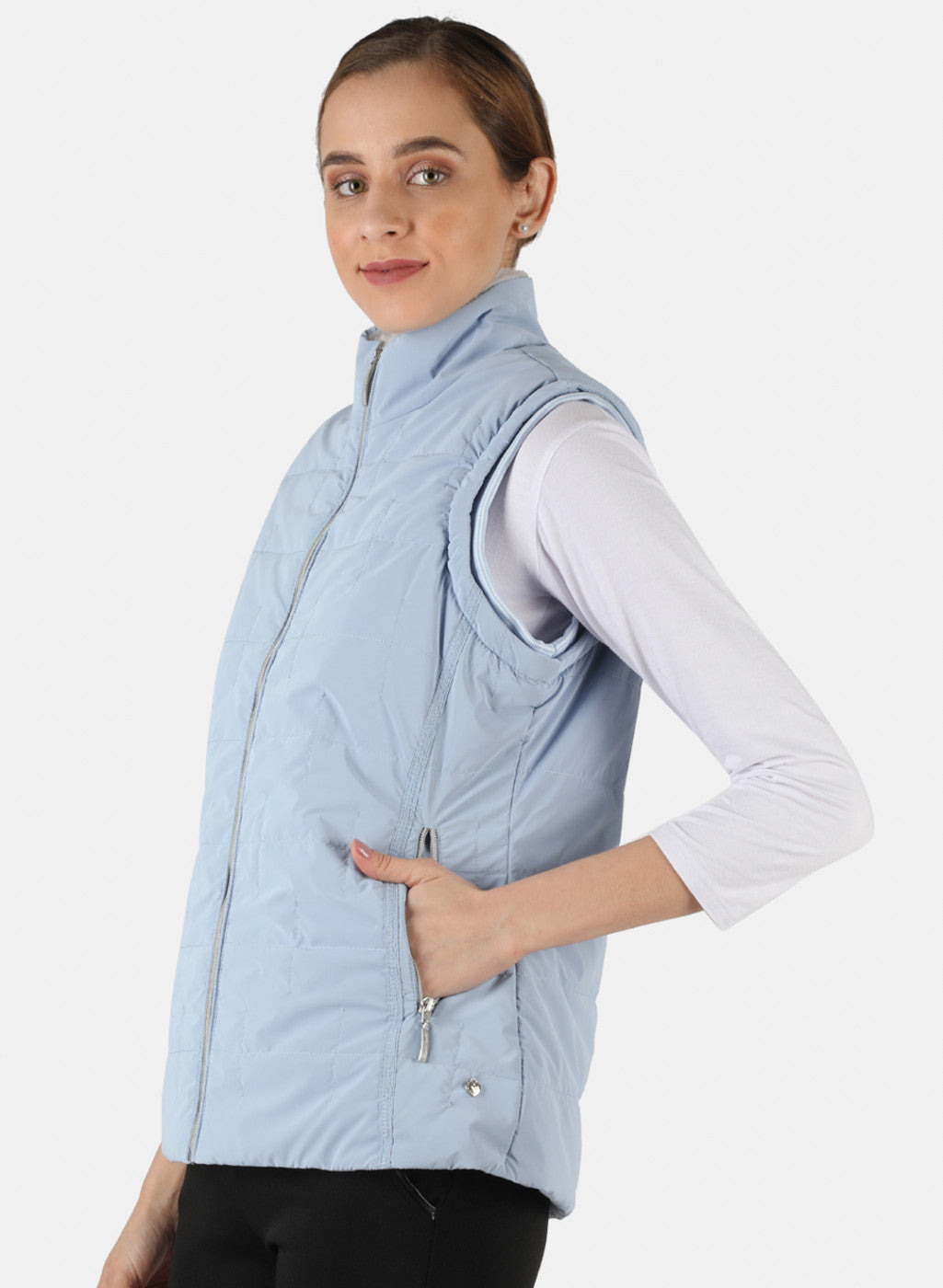 Women Blue Solid Jacket