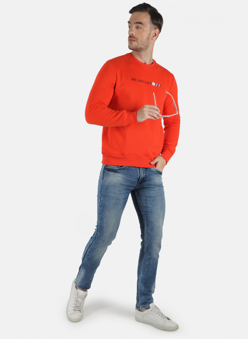 Men Orange Solid T-Shirt